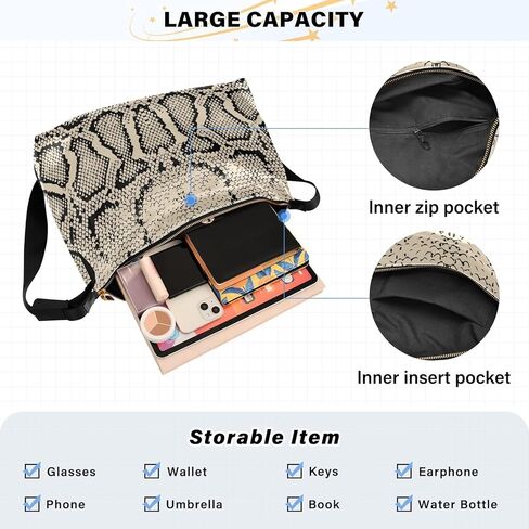 ALAZA Black White Snake Print Animal Womens Tote Bag Leather Shoulder Bag For Women Men Large Hobo Cross Body Bags Handbag in Saudi Arabia