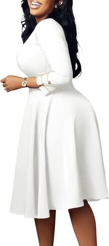 Elainone Women 3/4 Sleeve A-line Wedding Guest Dress Church Semi Formal Casual Midi Dresses for Cocktail Prom Tea Party in Saudi Arabia