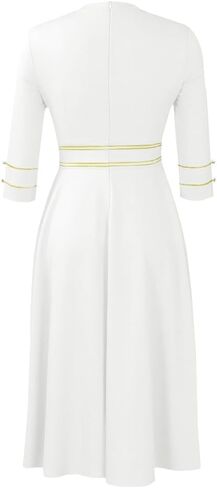 Elainone Women 3/4 Sleeve A-line Wedding Guest Dress Church Semi Formal Casual Midi Dresses for Cocktail Prom Tea Party in Saudi Arabia