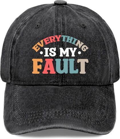 Everything is My Fault Sun hat USA Cowboy hat Mens hat Gifts for Grandpa Golf Hat AllBlack in Saudi Arabia