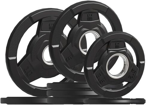 لوحة وزن 2 بوصة مطلية بالمطاط بقبضة أوليمبية للحديد، ألواح وزن من الحديد الزهر الصلب لتدريب القوة، رفع الأثقال، كروس فيت، صالة الألعاب الرياضية المنزلية، فردية وزوجية، 2.5/5/10/15/25/35/45 رطل in Kuwait