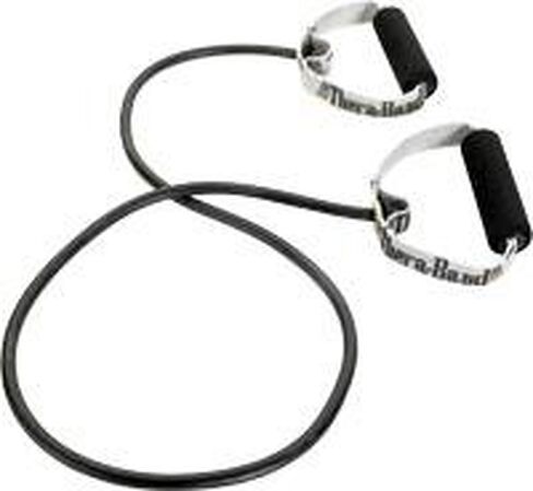 THERABAND Resistance Tubes, Professional Latex Elastic Tubing with Soft Handles, Exercise, Physical Therapy, Lower Pilates, At-Home Workouts, & Rehab, 48 Inch, Blue, Extra Heavy, Intermediate Level 2 in Kuwait