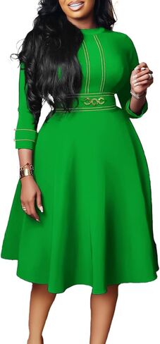Elainone Women 3/4 Sleeve A-line Wedding Guest Dress Church Semi Formal Casual Midi Dresses for Cocktail Prom Tea Party in Saudi Arabia