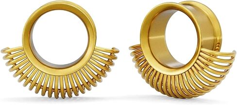PUNKYOUTH 1 Pair Radiant Wing Ear Tunnels – Art Deco Gothic Plugs & Gauges, Alternative Stretching Jewelry for Women Men, Double Flare Saddle Ear Plugs for Stretched Lobes 0g–1 Inch in Saudi Arabia