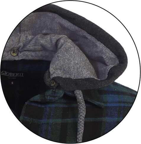Gioberti Men's Removable Hoodie 100% Cotton Plaid Checkered Flannel Button Down Shirt in Saudi Arabia