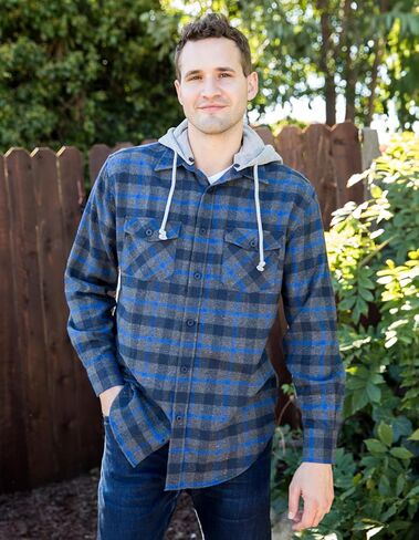 Gioberti Men's Removable Hoodie 100% Cotton Plaid Checkered Flannel Button Down Shirt in Saudi Arabia