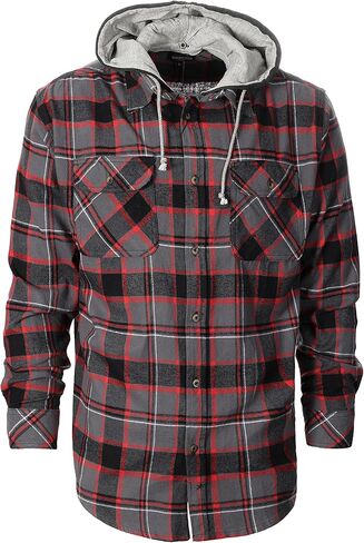 Gioberti Men's Removable Hoodie 100% Cotton Plaid Checkered Flannel Button Down Shirt in Saudi Arabia