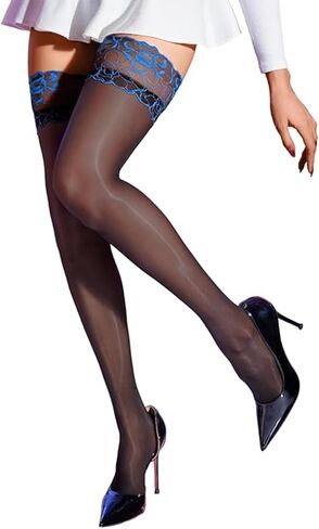 Thigh High Stockings for Women Sexy Ultrathin 0 Denier Silky Shimmer Stockings Silicone Lace Tights for Women in Saudi Arabia