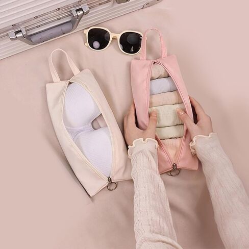 Travel Underwear Organize Storage Bag, Multi-function Cosmetic Bag, Portable Zipper Toiletry Bag, Cube Socks Packing Bags for Man and Women, Pink+Grey in Saudi Arabia
