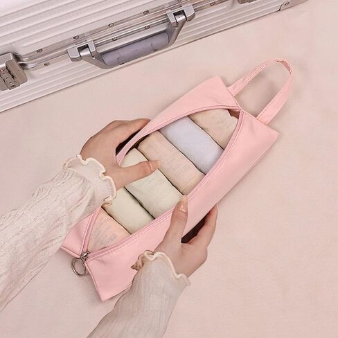 Travel Underwear Organize Storage Bag, Multi-function Cosmetic Bag, Portable Zipper Toiletry Bag, Cube Socks Packing Bags for Man and Women, Pink+Grey in Saudi Arabia