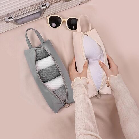 Travel Underwear Organize Storage Bag, Multi-function Cosmetic Bag, Portable Zipper Toiletry Bag, Cube Socks Packing Bags for Man and Women, Pink+Grey in Saudi Arabia
