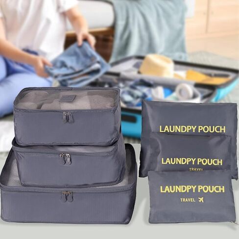 Packing Cubes 6 Set Luggage Packing Organizers for Travel Accessories Suitcase Organizers Travel Essentials（Gray） in Saudi Arabia