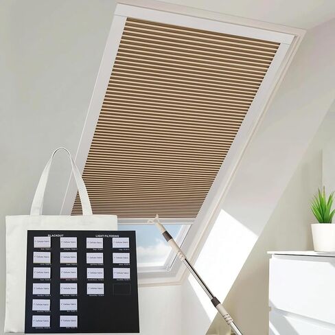 Skylight Shades Cordless Cellular Blinds Honeycomb Shade for Ceiling Roof Inclined Plane Room Windows (Fabric Swatches-Blackout & Light Filtering Series) in Saudi Arabia