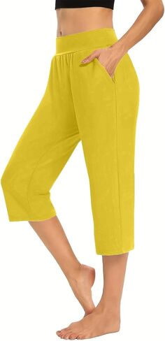 Capris for Women Dressy Casual Pull On Stretchy Lightweight Capri Pants Breathable Elastic High Waisted Lounge Pants in Saudi Arabia