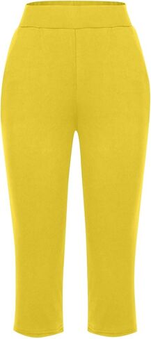 Capris for Women Dressy Casual Pull On Stretchy Lightweight Capri Pants Breathable Elastic High Waisted Lounge Pants in Saudi Arabia