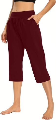 Capris for Women Dressy Casual Pull On Stretchy Lightweight Capri Pants Breathable Elastic High Waisted Lounge Pants in Saudi Arabia