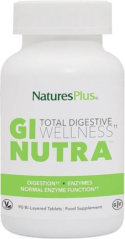NaturesPlus GI Natural Total Digestive Wellness - 90 قرصًا ثنائي الطبقات - مع L-Glutamine، البروبيوتيك، البريبايوتكس والإنزيمات - خالي من الغلوتين - 30 وجبة in Kuwait