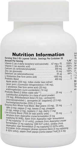 NaturesPlus GI Natural Total Digestive Wellness - 90 قرصًا ثنائي الطبقات - مع L-Glutamine، البروبيوتيك، البريبايوتكس والإنزيمات - خالي من الغلوتين - 30 وجبة in Kuwait