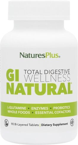 NaturesPlus GI Natural Total Digestive Wellness - 90 Bi-Layered Tablets - with L-Glutamine, Probiotics, Prebiotics & Enzymes - Gluten Free - 30 Servings in Saudi Arabia