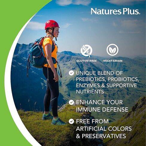 NaturesPlus GI Natural Total Digestive Wellness - 90 قرصًا ثنائي الطبقات - مع L-Glutamine، البروبيوتيك، البريبايوتكس والإنزيمات - خالي من الغلوتين - 30 وجبة in Kuwait