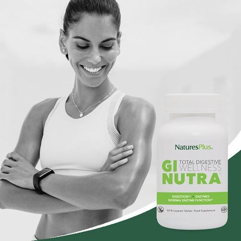 NaturesPlus GI Natural Total Digestive Wellness - 90 قرصًا ثنائي الطبقات - مع L-Glutamine، البروبيوتيك، البريبايوتكس والإنزيمات - خالي من الغلوتين - 30 وجبة in Kuwait