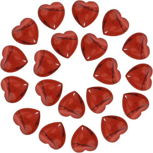 20pcs Natural Heart Healing Crystals Rose Quartz Amethyst Palm Thumb Stone Polished Love Crystal Stones Set Wholesale Reiki Balancing Meditation for Women Men (Red Jasper) in Saudi Arabia