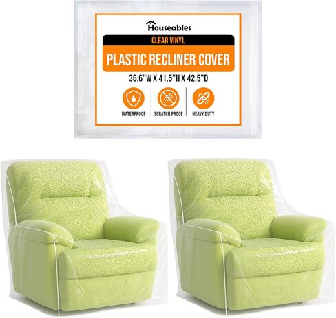 Houseables Plastic Recliner Cover, Armchair Covers, Recliner Chair Protector, Plastic Furniture Protectors, Chair Storage Bag, Armchair Slipcover, Vinyl, Waterproof, Cat Proof, Clear, Pet, Moving, 1PK in Saudi Arabia
