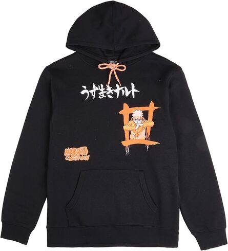 Bioworld Naruto Shippuden Naruto Combat Pose Men's Black Long Sleeve Hooded Sweatshirt in Saudi Arabia