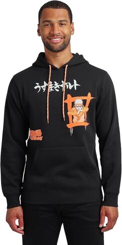Bioworld Naruto Shippuden Naruto Combat Pose Men's Black Long Sleeve Hooded Sweatshirt in Saudi Arabia