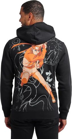 Bioworld Naruto Shippuden Naruto Combat Pose Men's Black Long Sleeve Hooded Sweatshirt in Saudi Arabia
