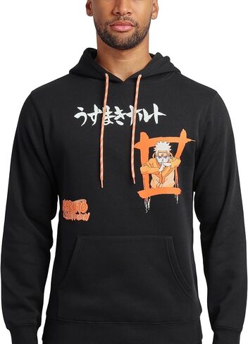 Bioworld Naruto Shippuden Naruto Combat Pose Men's Black Long Sleeve Hooded Sweatshirt in Saudi Arabia
