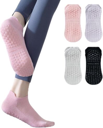 Grip Socks for Women Non Slip Pilates Socks for Pilates, Barre, Barefoot, Hospital Anti Skid Ankle Yoga Socks in Saudi Arabia
