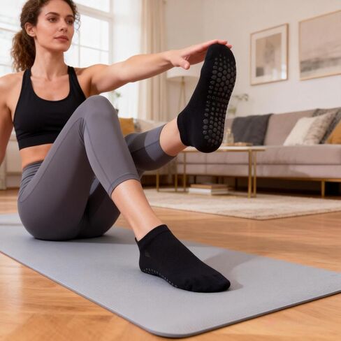 Grip Socks for Women Non Slip Pilates Socks for Pilates, Barre, Barefoot, Hospital Anti Skid Ankle Yoga Socks in Saudi Arabia