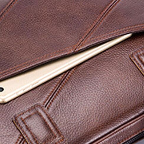 حقيبة يد رجال الأعمال من الجلد الطبيعي حقيبة كروسبودي للكمبيوتر الترفيهي in Kuwait
