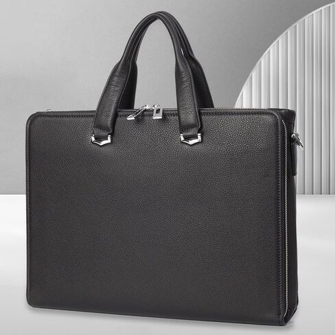 Business Commuting Handbag Men's Leather Briefcase Horizontal Computer Bag in Saudi Arabia