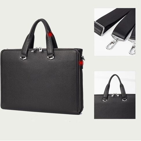 Business Commuting Handbag Men's Leather Briefcase Horizontal Computer Bag in Saudi Arabia