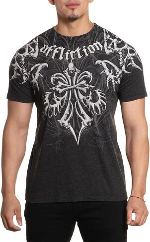 Affliction Men's T-Shirt, Vintage Gothic Cross Vault Design, Short Sleeve Graphic Print, Y2K in Saudi Arabia