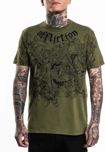 Affliction Men's T-Shirt, Vintage Gothic Cross Vault Design, Short Sleeve Graphic Print, Y2K in Saudi Arabia