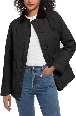 سترة مبطنة للنساء بياقة كوردروي وسترات منتفخة خفيفة الوزن ومعطف شتوي كاجوال مع جيوب in Kuwait