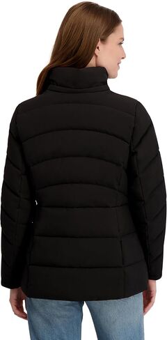 Laundry by Shelli Segal womens Stretch Quilted Puffer Jacket – Faux Fur Trim, Zip-off Hood, Soft-tech Fabric in Saudi Arabia
