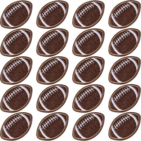 ANCIRS 15 Pcs Football Iron on Patches, Dark Brown Embroidered Patches, Sew on Decoration Football Patch, Rugby Applique Patches for Shirts, Jackets, Hats, Jeans, Clothes, Bags (2.2"x1.4") in Kuwait
