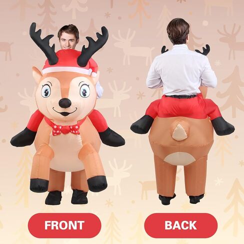 Inflatable Reindeer Costume Unisex Adult Riding Deer Suit Onesie Outfit Fancy Dress Elk Costumes Blow up Fun Outfit for Men and Women Holiday Party Cosplay Half Body in Saudi Arabia