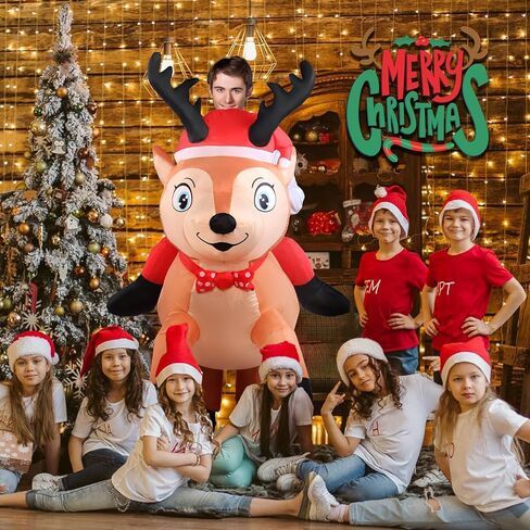 Inflatable Reindeer Costume Unisex Adult Riding Deer Suit Onesie Outfit Fancy Dress Elk Costumes Blow up Fun Outfit for Men and Women Holiday Party Cosplay Half Body in Saudi Arabia