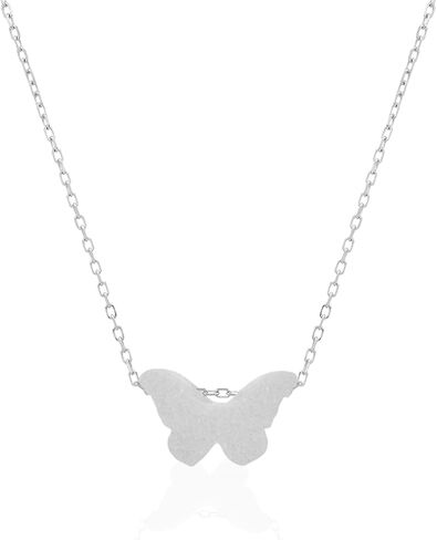 Queen Jewels 925 Sterling Silver Butterfly Necklace | Cubic Zirconia Butterfly Jewelry Simple Aesthetic Pendant for Women | 14k Yellow Gold Plated Dainty Layered Chain | Opal Butterfly Teen Girl Necklaces in Saudi Arabia