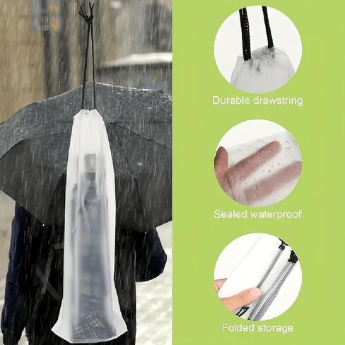 1pc Transparent Waterproof Umbrella Bag with Drawstring – Wet Umbrella Cover & Travel Storage Pouch for Folding Umbrellas in Saudi Arabia