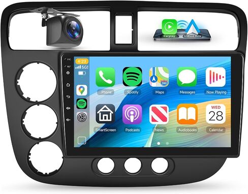 【4G + 64G】 لـ Honda Civic 2001-2005 Android Car Radio Stereo مع Carplay Android Auto و 9 بوصات IPS Touchscreen Car Stereo Bluetooth5. in Kuwait