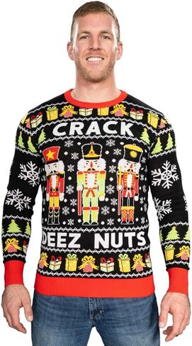 UglyChristmasSweater Crack Deez Nuts Nutcracker Santa Knitted in Saudi Arabia