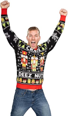 UglyChristmasSweater Crack Deez Nuts Nutcracker Santa Knitted in Saudi Arabia
