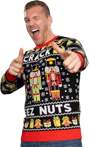 UglyChristmasSweater Crack Deez Nuts Nutcracker Santa Knitted in Saudi Arabia