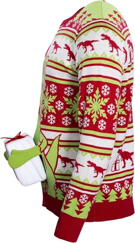 T-Rex Santa Hat 3D Interactive Gift Box Funny Ugly Christmas Sweater in Saudi Arabia